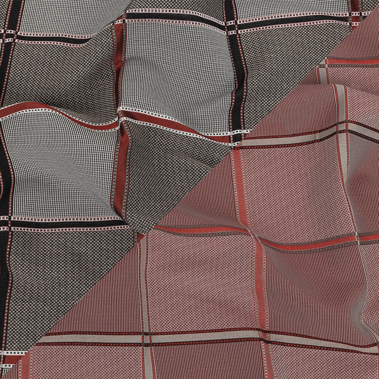 1 Yard French Peat Space Cherry Plaid Double Faced Jacquard Suiting Fabric